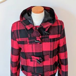 Papaya Red Plaid Fleece Jacket